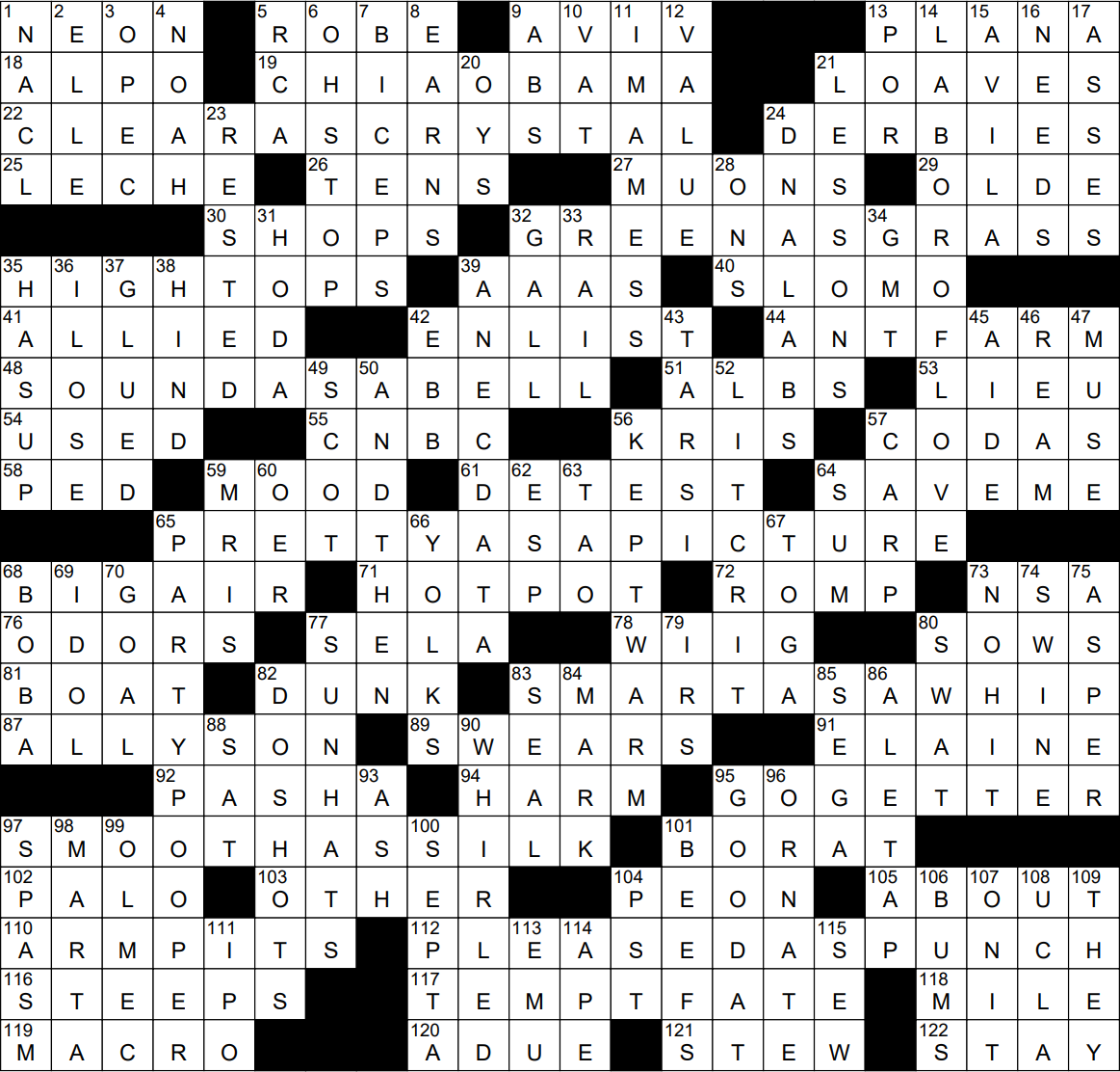 early electric lights nyt crossword