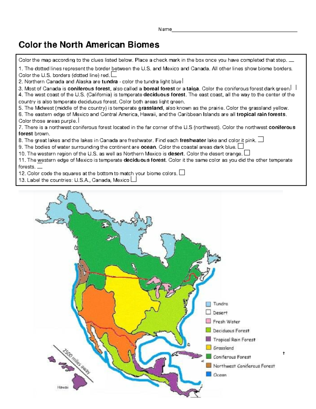 04 Biome Map Coloring Guide North America A K Studocu