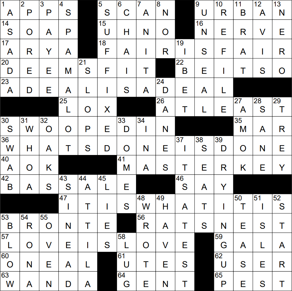 dandy crossword clue