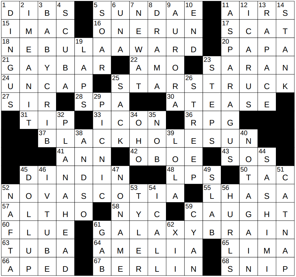 0423 25 NY Times Crossword 23 Apr 25 Wednesday NYXCrossword