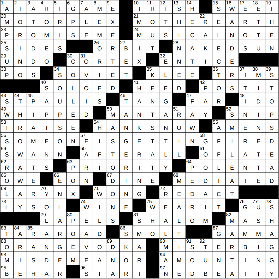 0511 25 NY Times Crossword 11 May 25 Sunday NYXCrossword