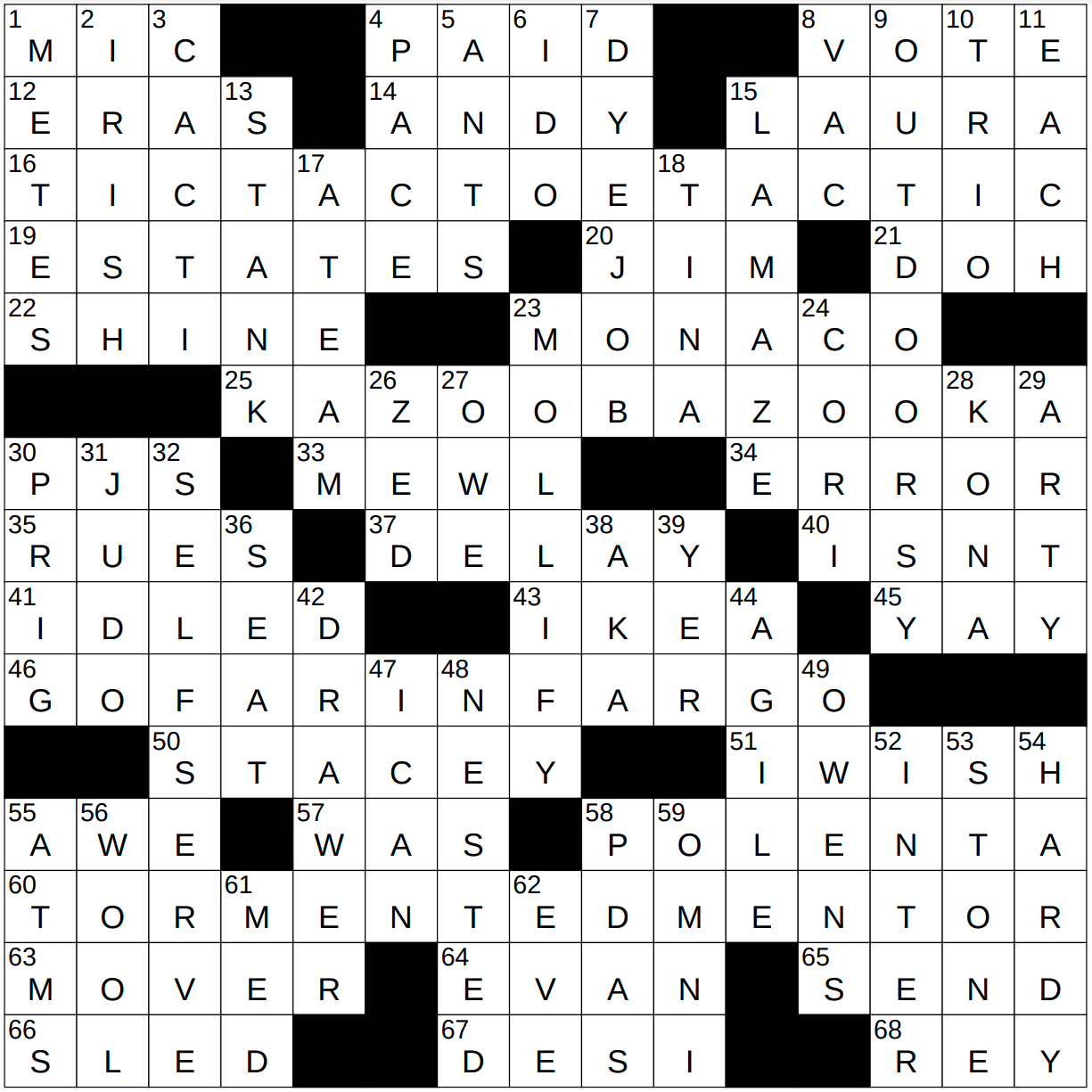 0802 23 NY Times Crossword 2 Aug 23 Wednesday NYXCrossword