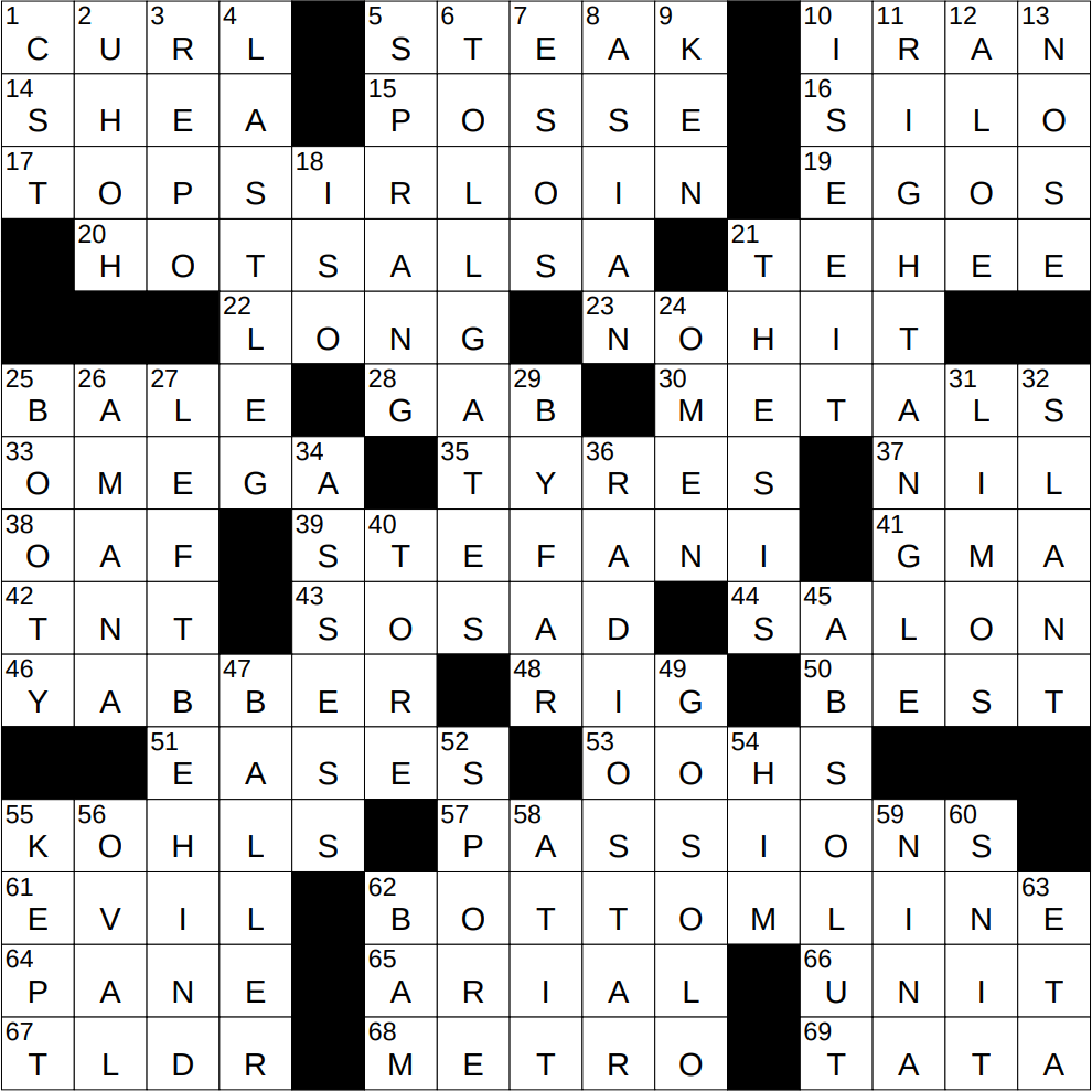 0819 24 NY Times Crossword 19 Aug 24 Monday NYXCrossword