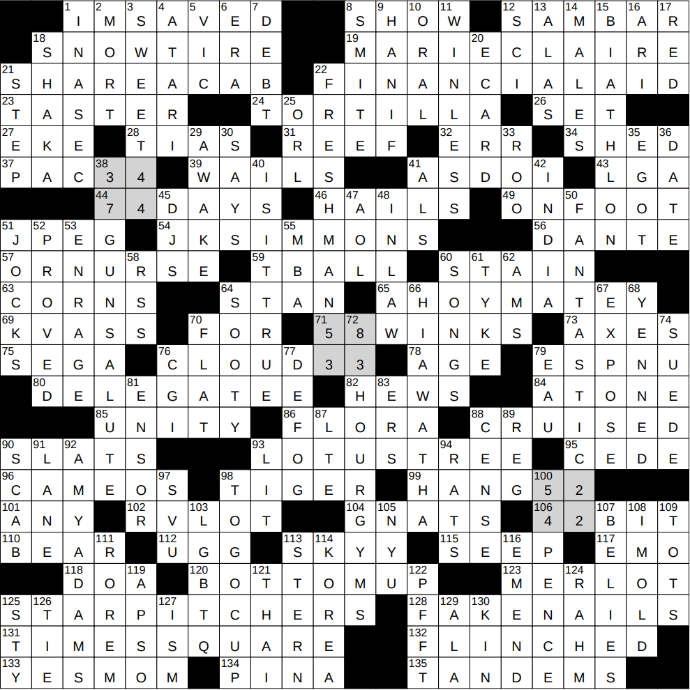 0901 24 NY Times Crossword 1 Sep 24 Sunday NYXCrossword