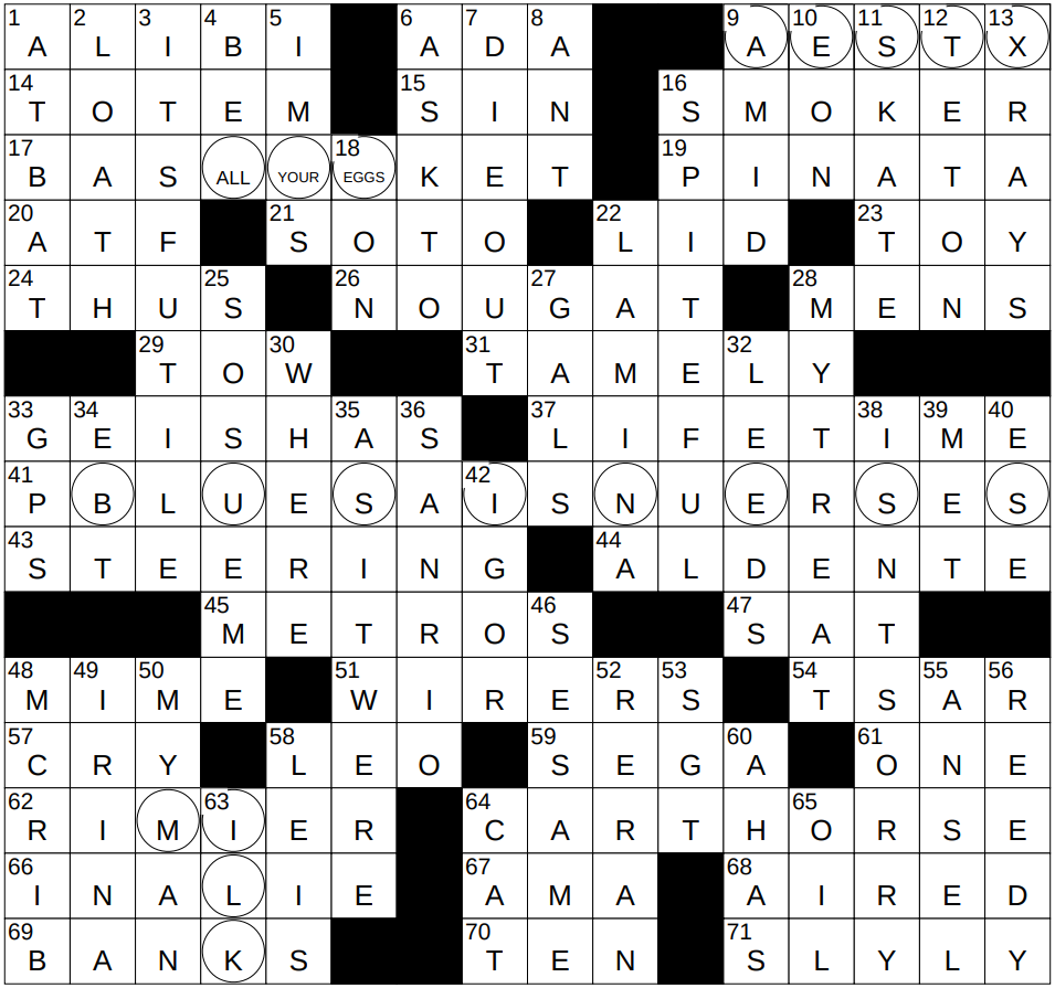 0919 24 NY Times Crossword 19 Sep 24 Thursday NYXCrossword