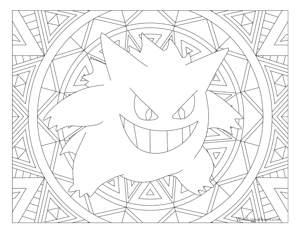 094 Gengar Pokemon Coloring Page Windingpathsart