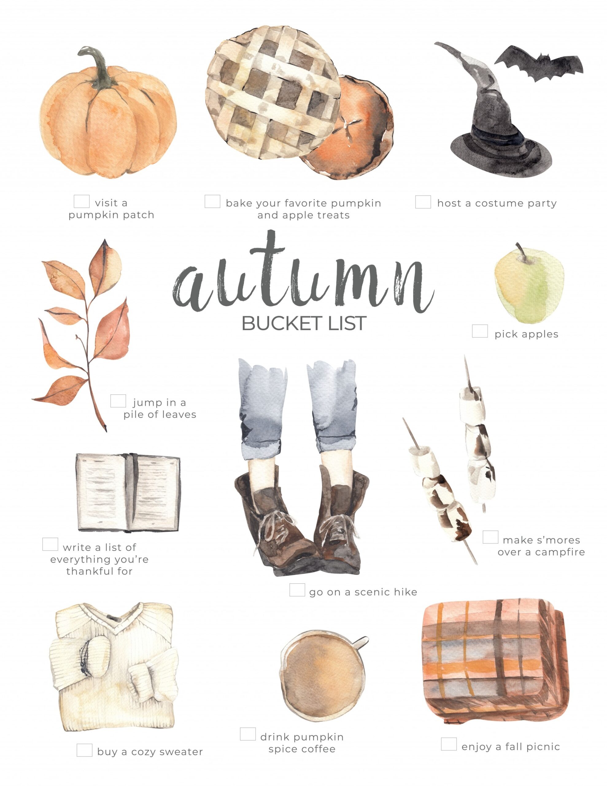 10 Activities To Do This Autumn Fall Bucket List Printable Nick Alicia
