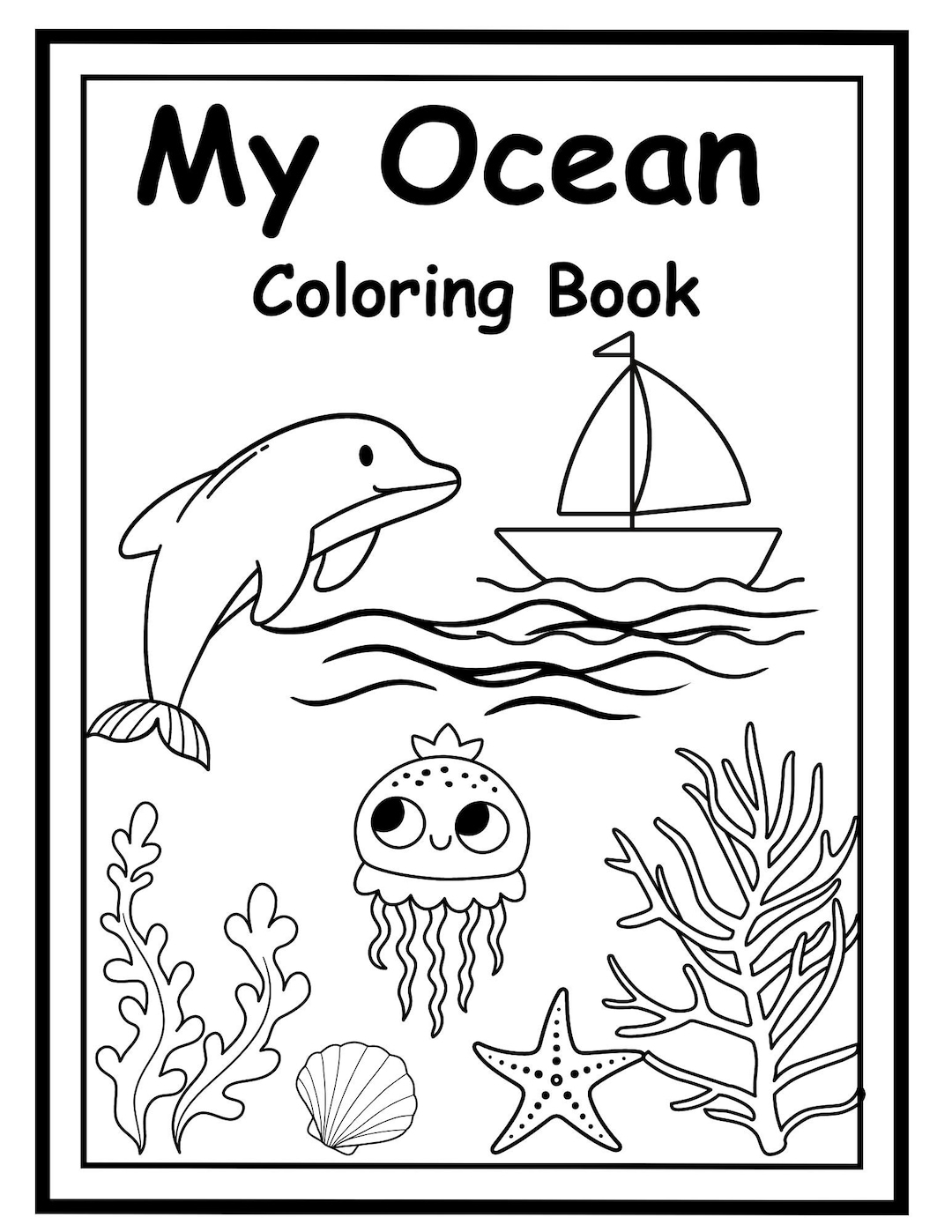 10 Page OCEAN Coloring Book Printable Download OCEAN Animals Preschool Coloring Pages Etsy