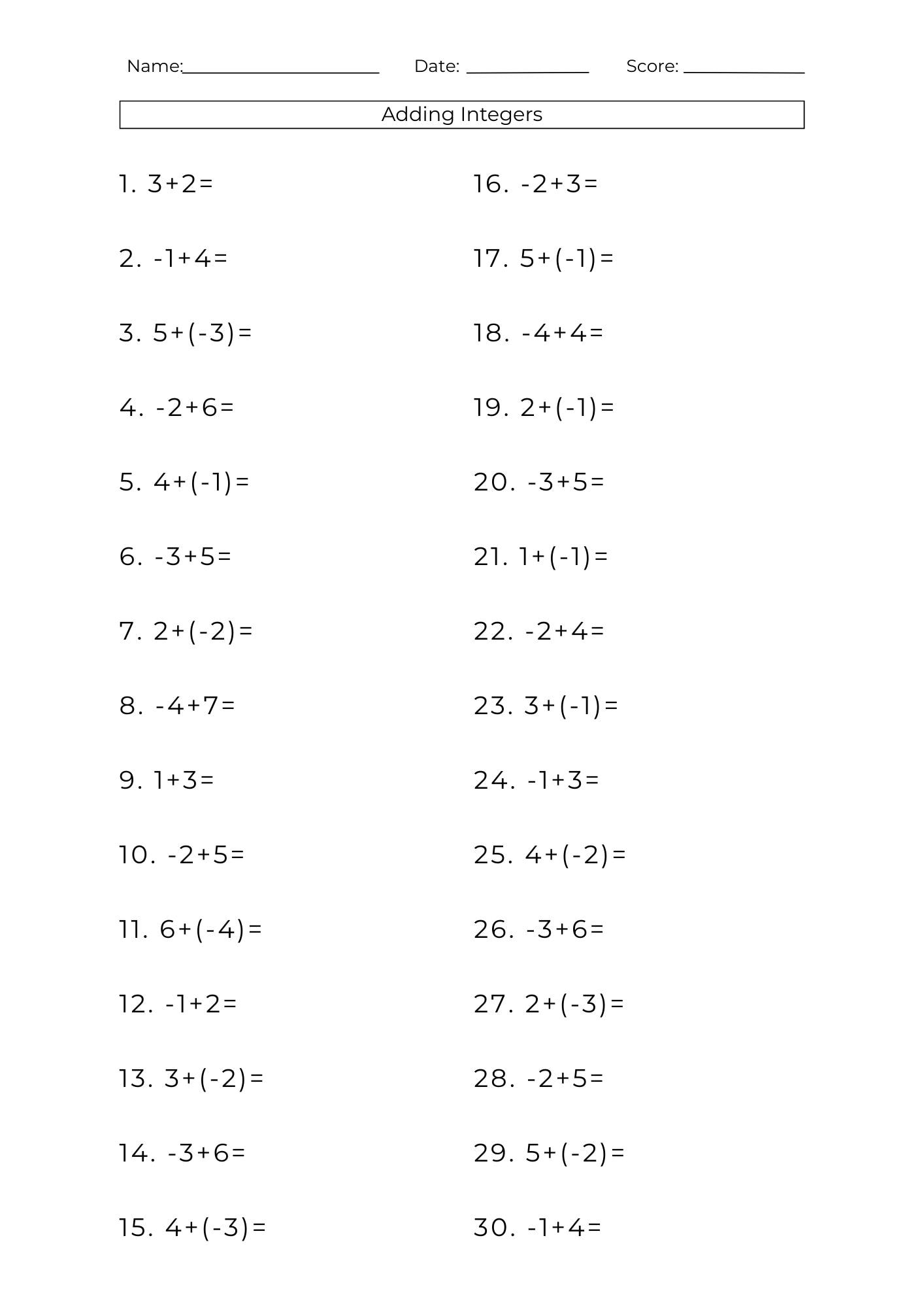 10 Printable Addition Subtraction Integers Worksheets Math Problems PDF Etsy Israel 10 Printable Addition Subtraction Integers Worksheets Math Problems PDF Etsy Israel