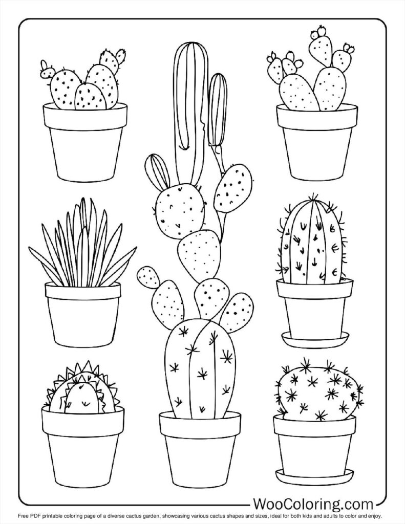 100 Cactus Coloring Pages Free PDF To Print Woo Coloring
