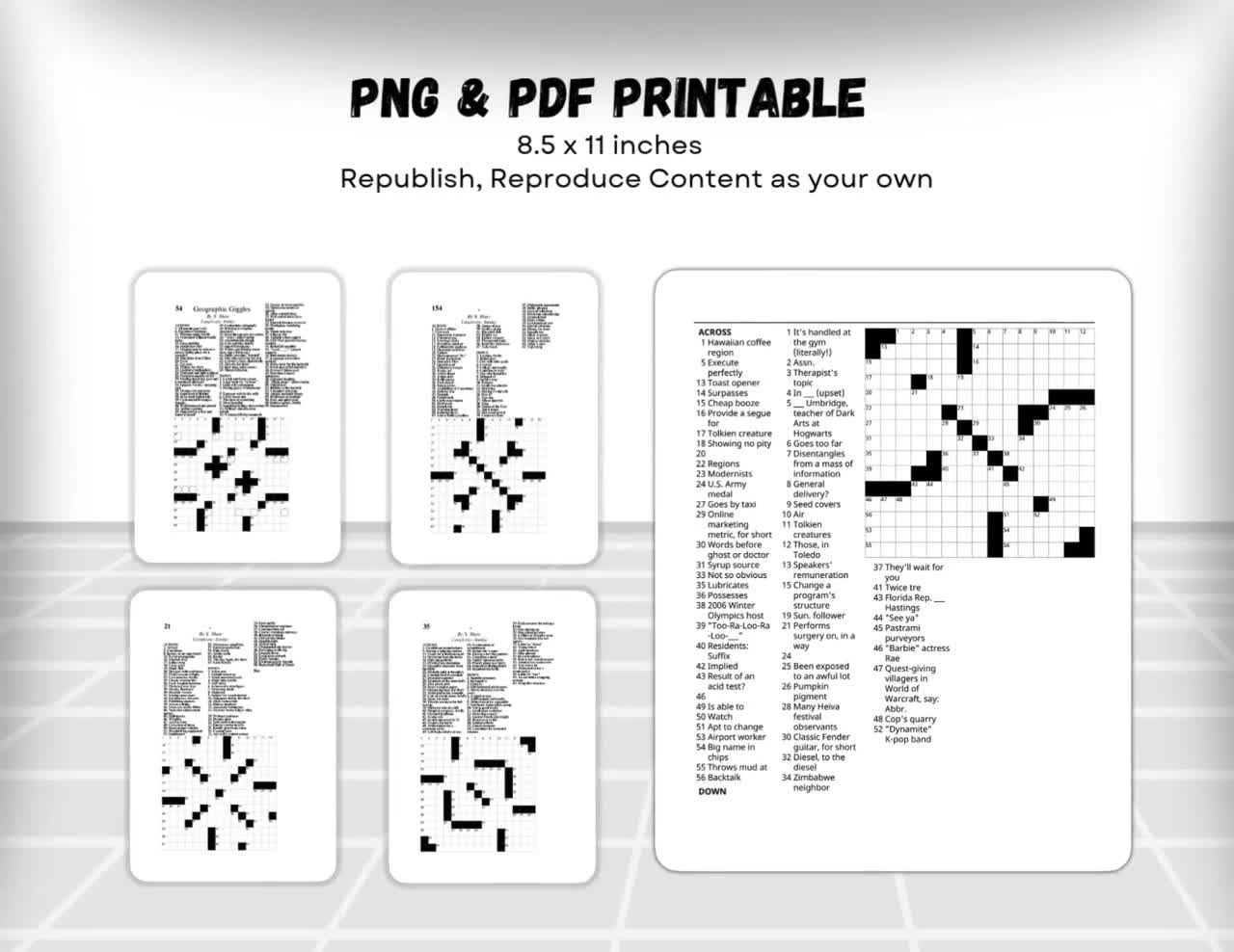 100 Crossword Puzzles With Solutions 15x15 Printable Crossword Puzzle For Adults PLR Digital Games Crossword Clues Cipher Puzzles PDF Etsy