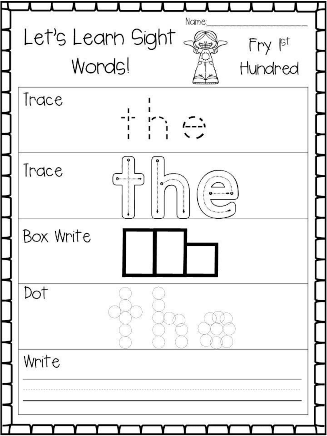 kindergarten sight word worksheet kindergarten sight word worksheet