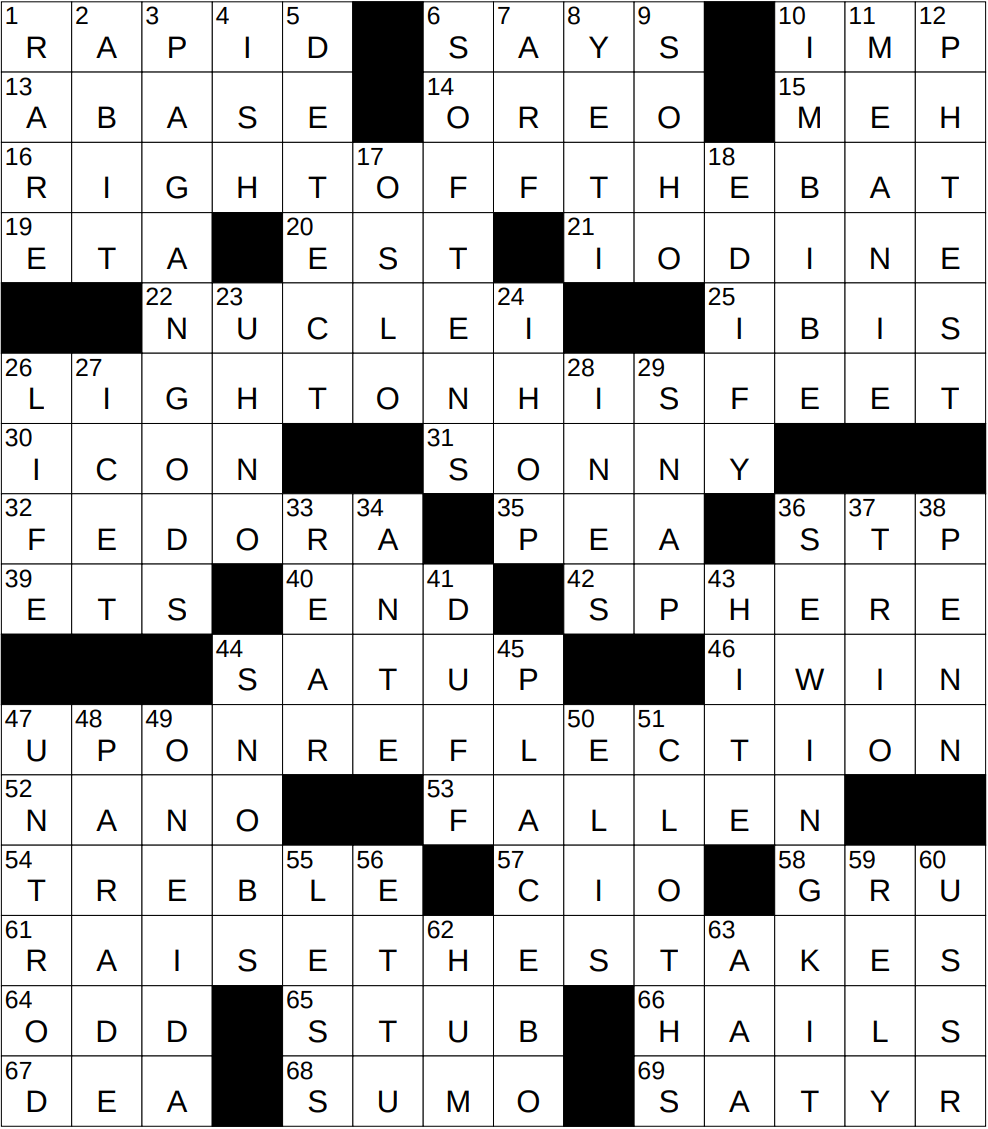 1029 25 NY Times Crossword 29 Oct 25 Wednesday NYXCrossword