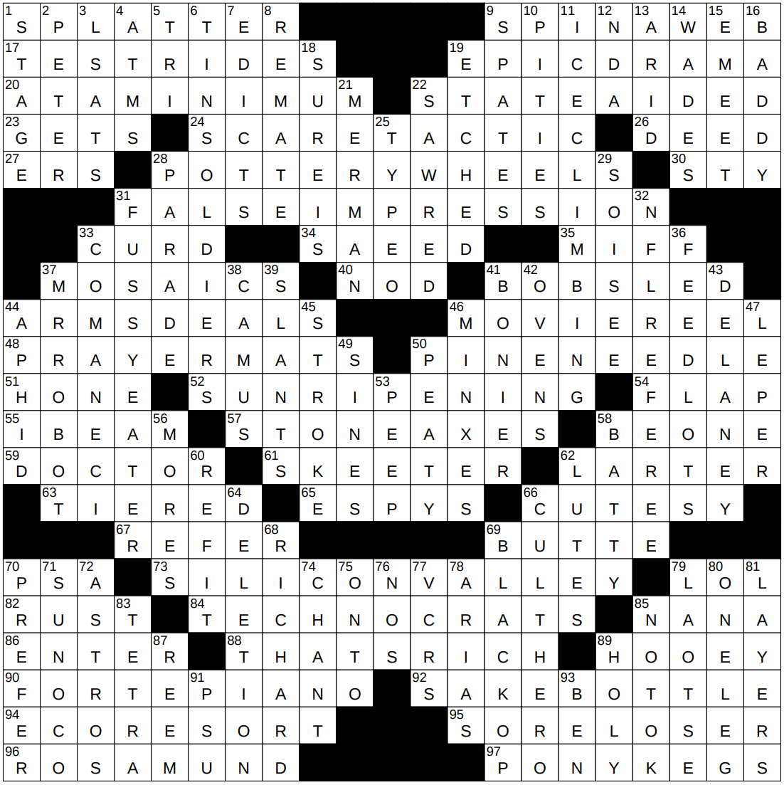 over the top dramatic nyt crossword