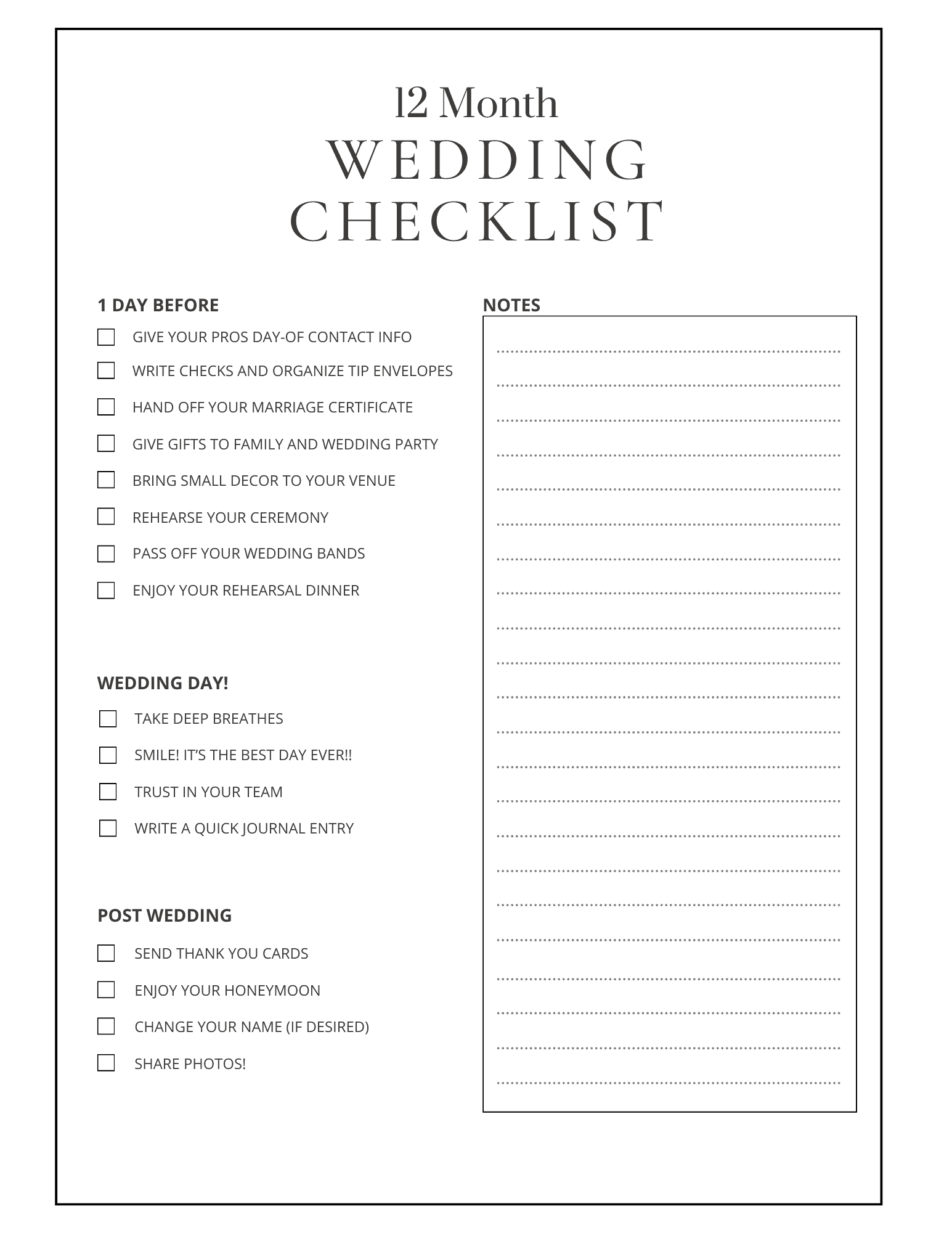 wedding planning to do list pdf