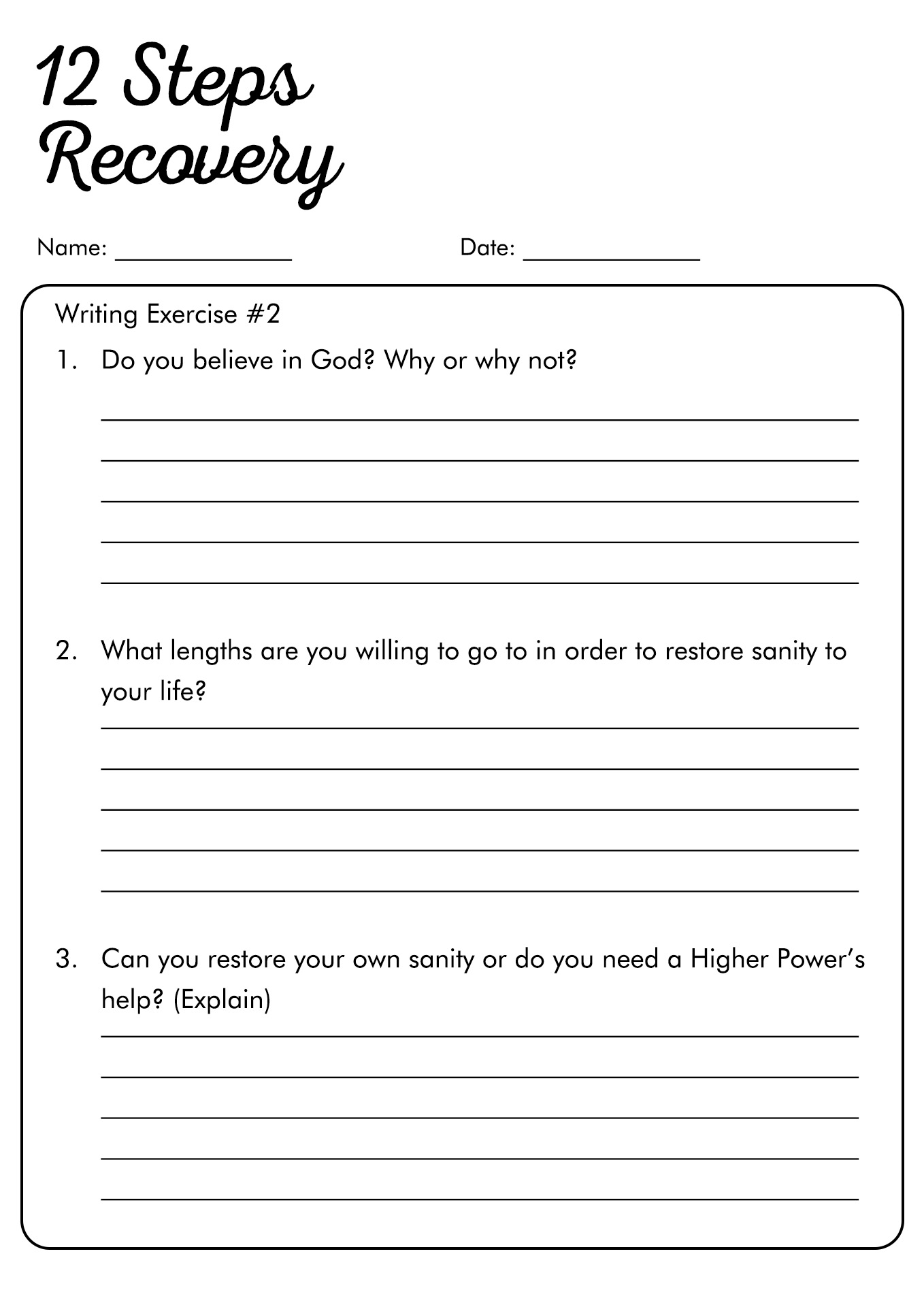 step two worksheets aa