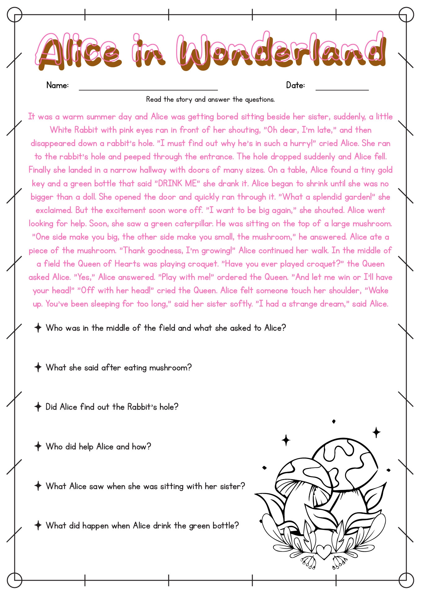 4th grade reading worksheets