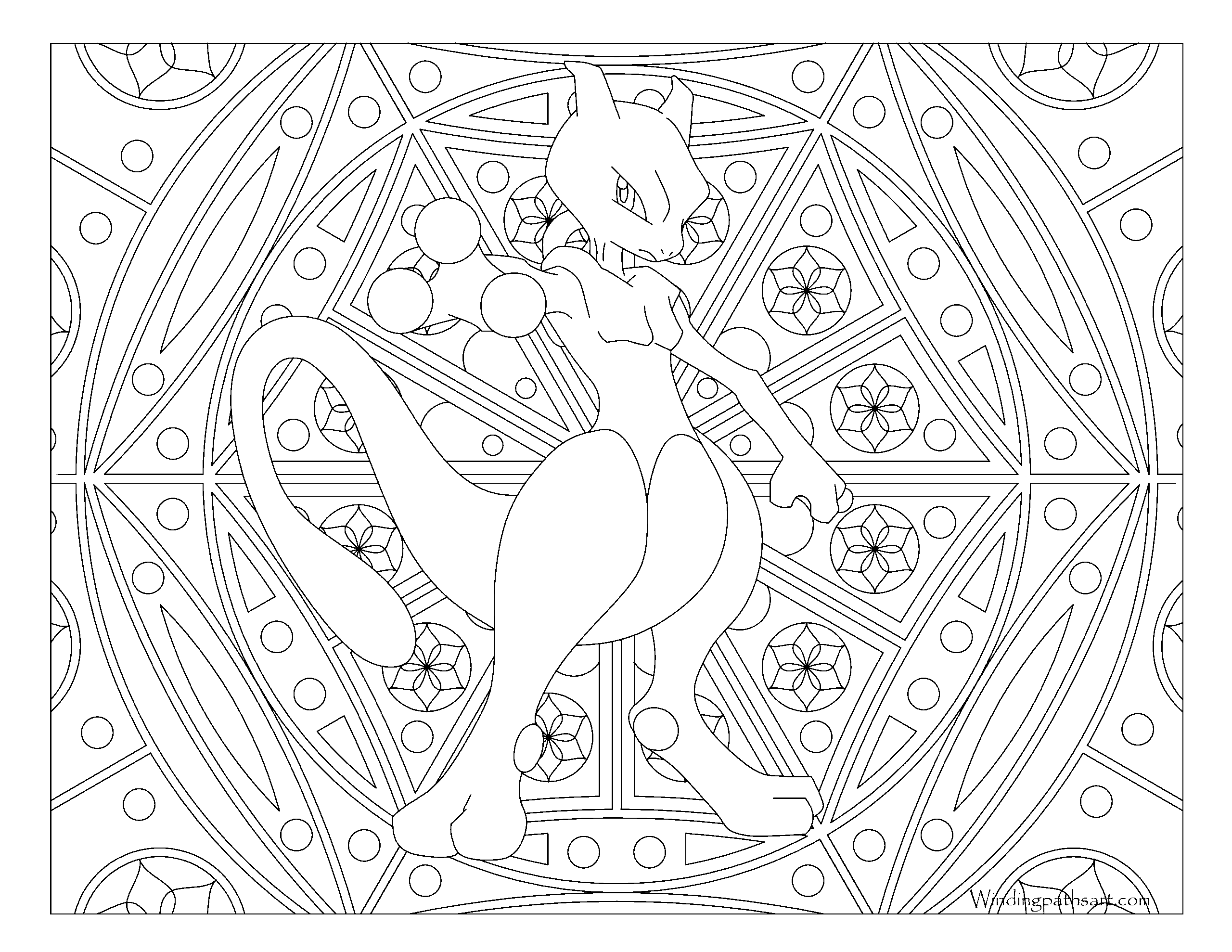 150 Mewtwo Pokemon Coloring Page Windingpathsart