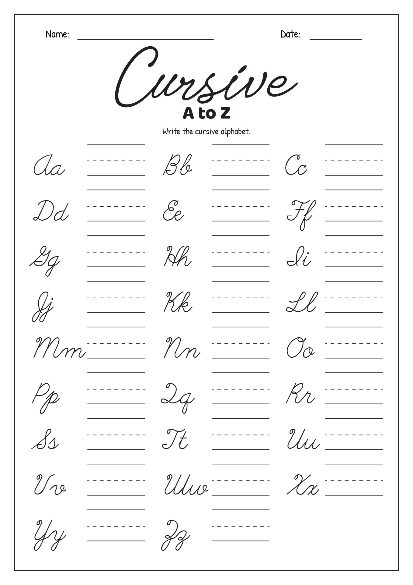 16 Cursive Writing Worksheets For 3rd Grade Free PDF At Worksheeto