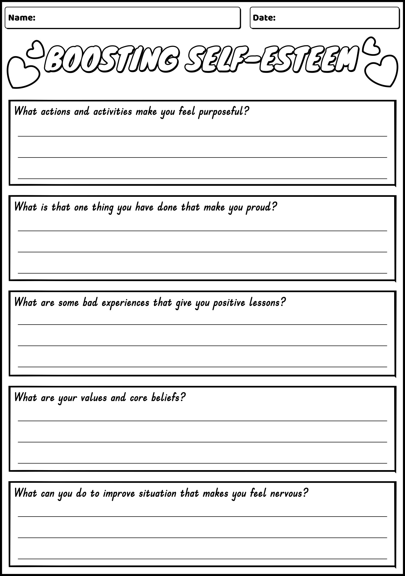 16 Self Esteem Worksheets Printable Free Free PDF At Worksheeto