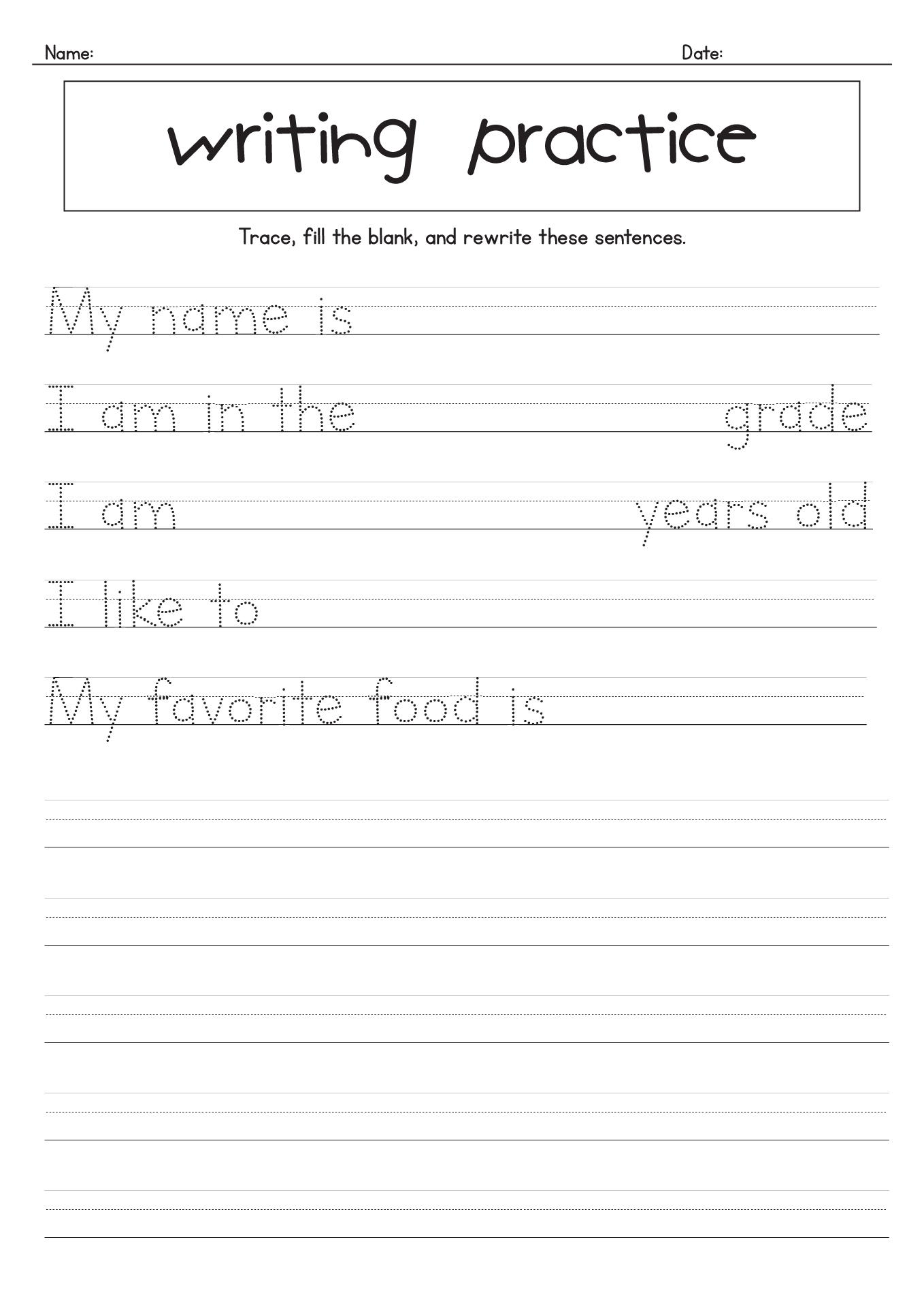 1st grade writing worksheets