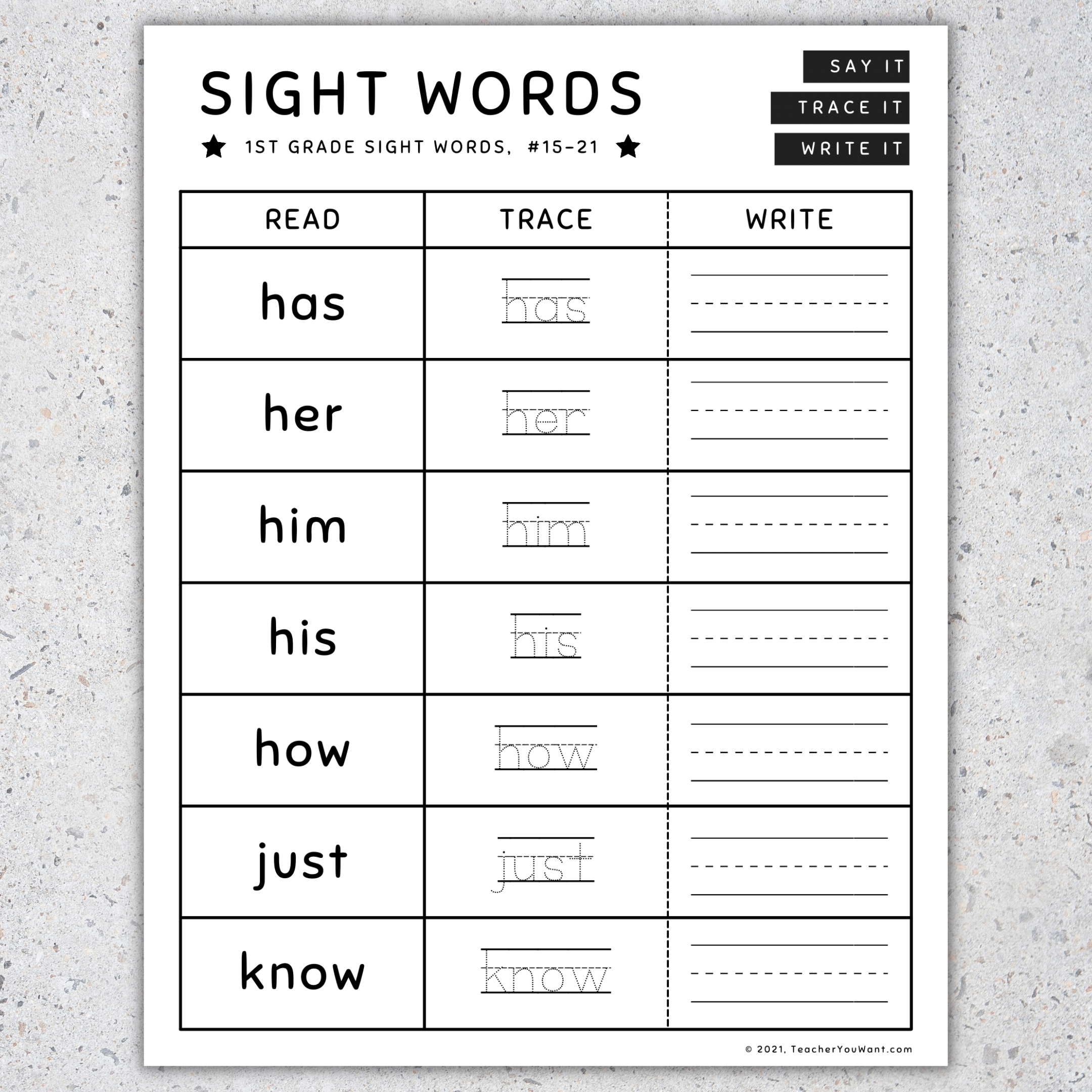 1st Grade Sight Words Read Trace Write Worksheets Activities SET 4 Made By Teachers