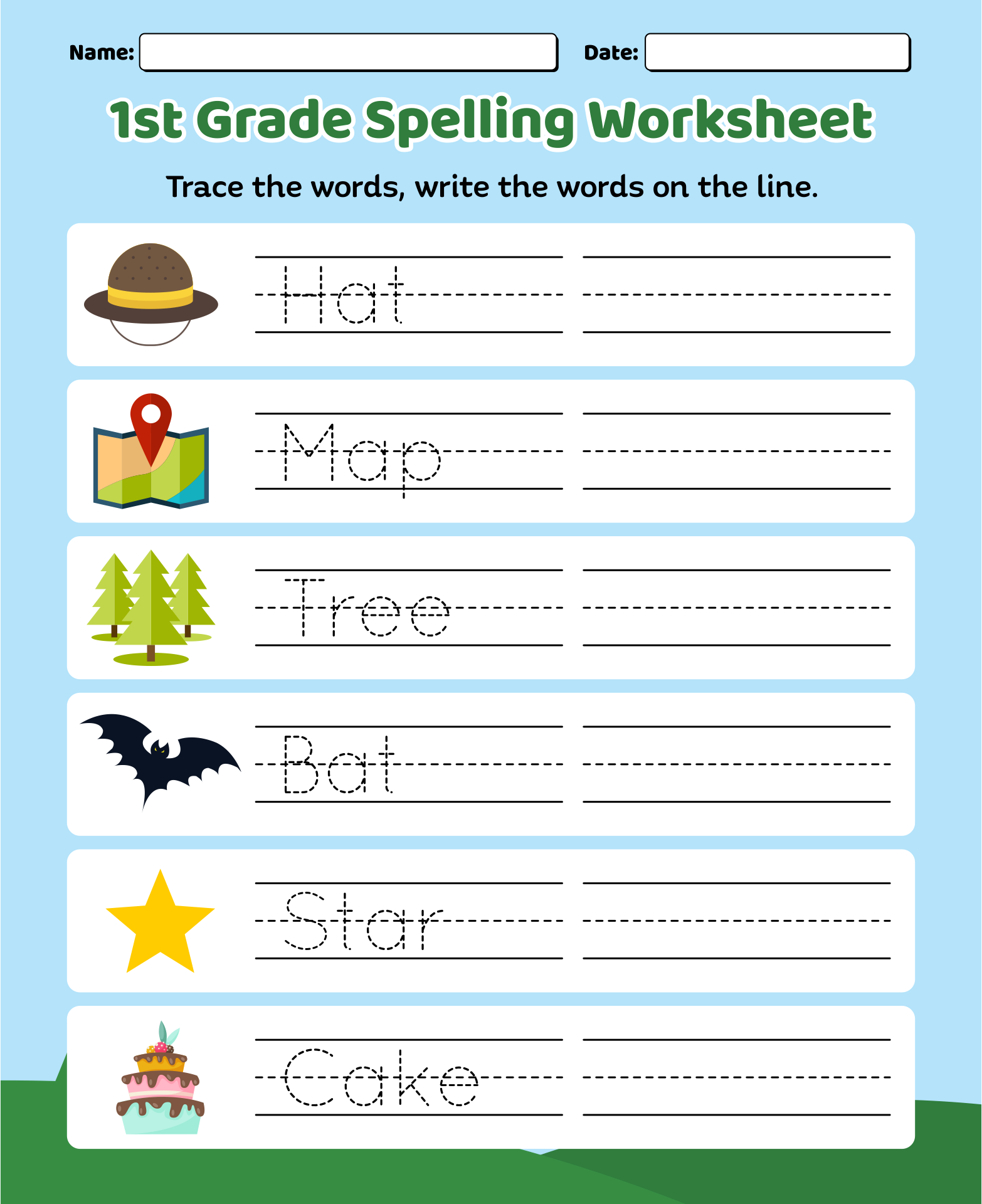 spelling worksheets for 1st graders