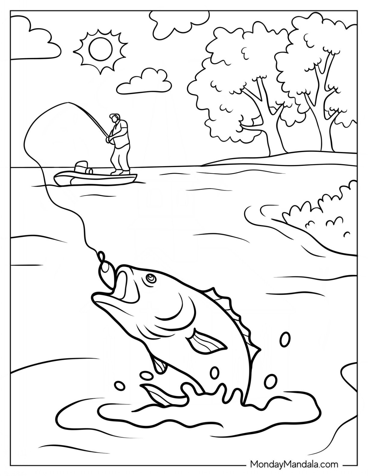 20 Fishing Coloring Pages Free PDF Printables 