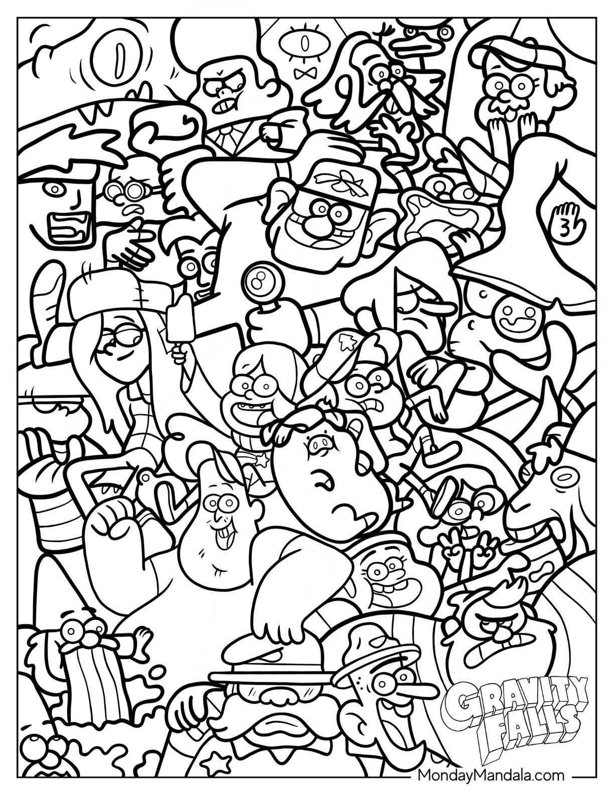 coloring pages gravity falls