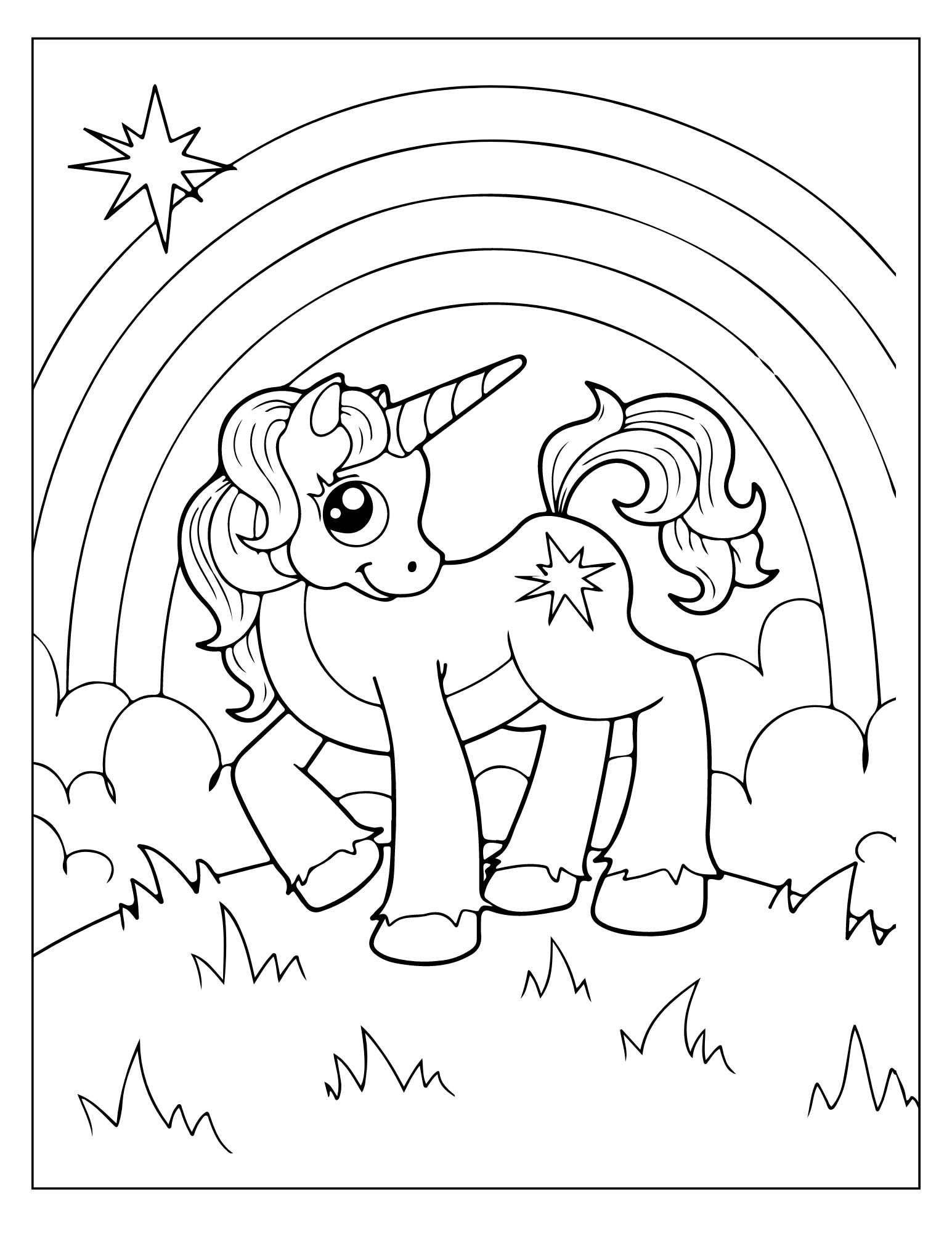 unicorn and rainbow coloring pages