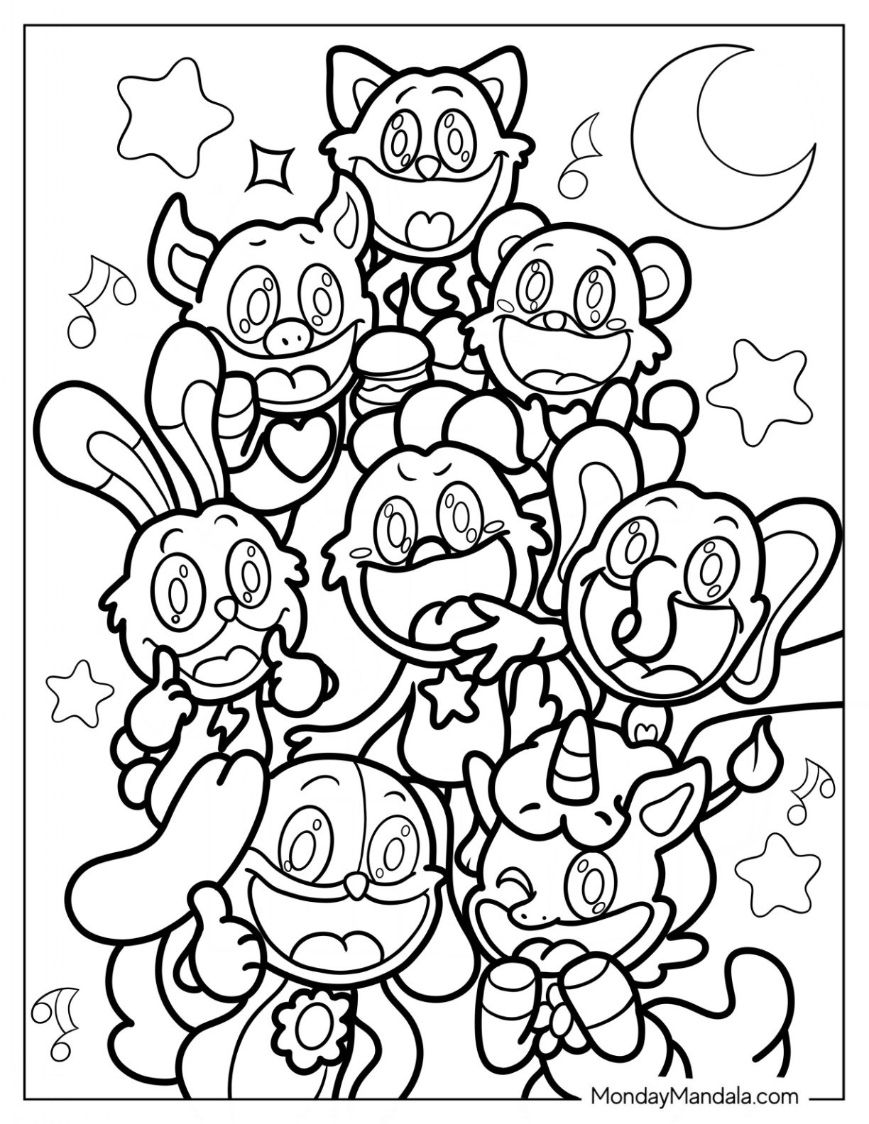 smiling critters coloring pages