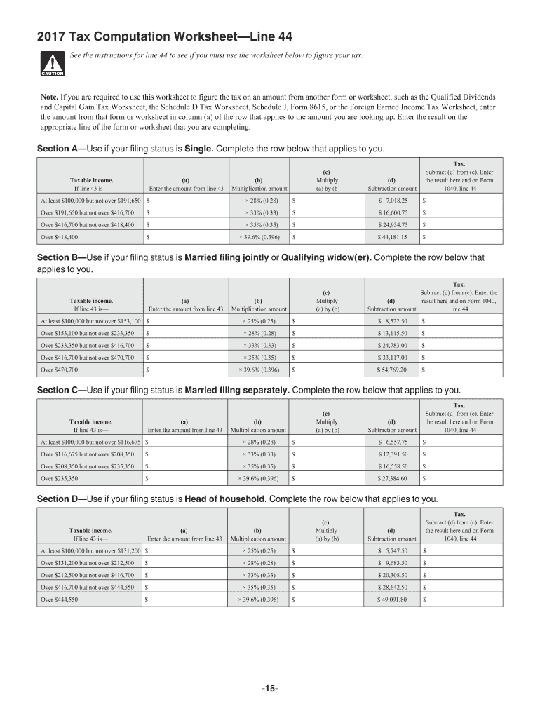 2023 Tax Computation Worksheet Fill Out Sign Online DocHub