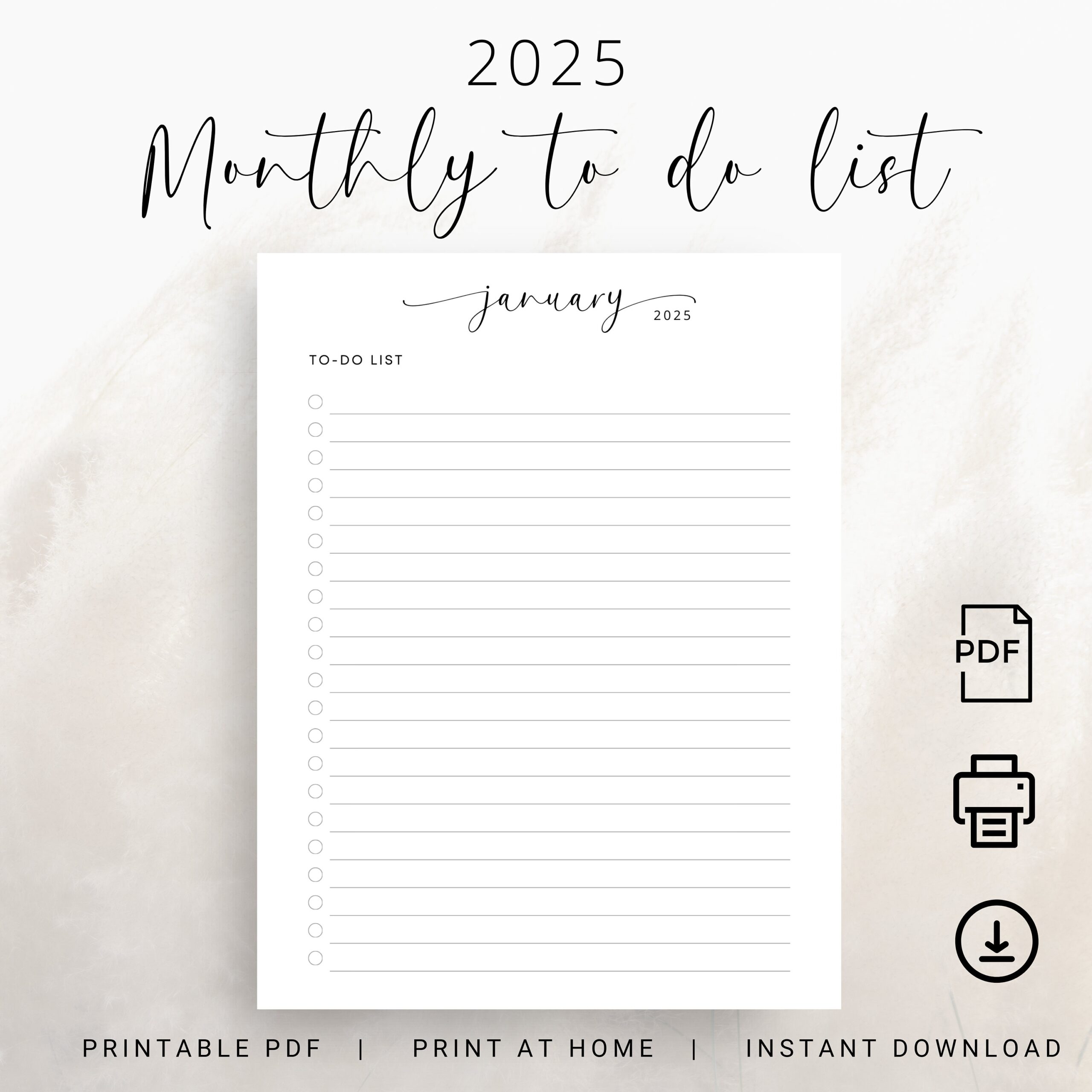 2025 Monthly To Do List 2025 To Do List 2025 Printable Todo List PDF 2025 Monthly Planner 2025 Monthly Notes PDF Vertical Checklist Elegant Etsy