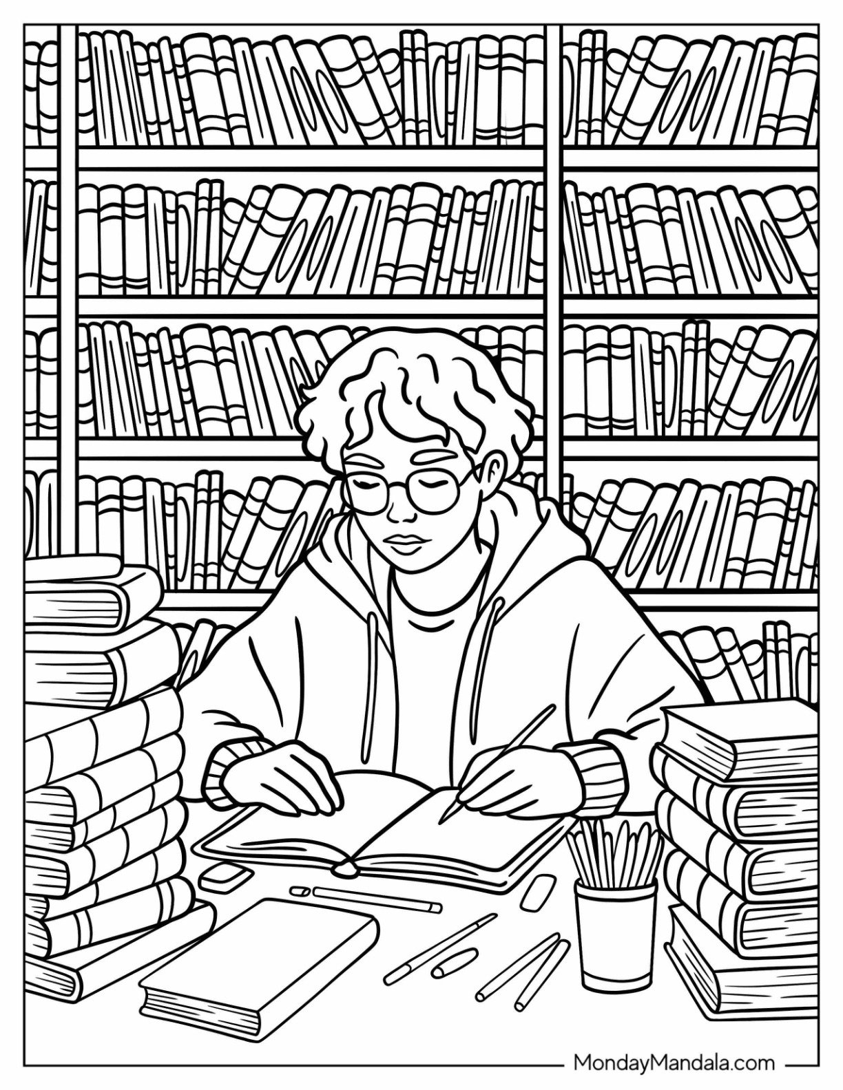 library coloring pages