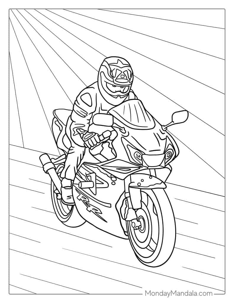 24 Motorcycle Coloring Pages Free PDF Printables 