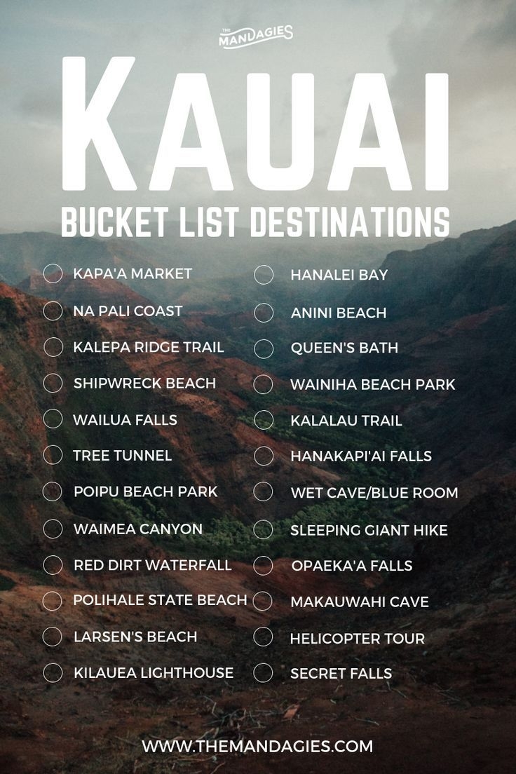 25 Once In A Lifetime Things To Do In Kauai 7 Day Itinerary Activities The Mandagies Hawaii Travel Tropical Travel Kauai Travel