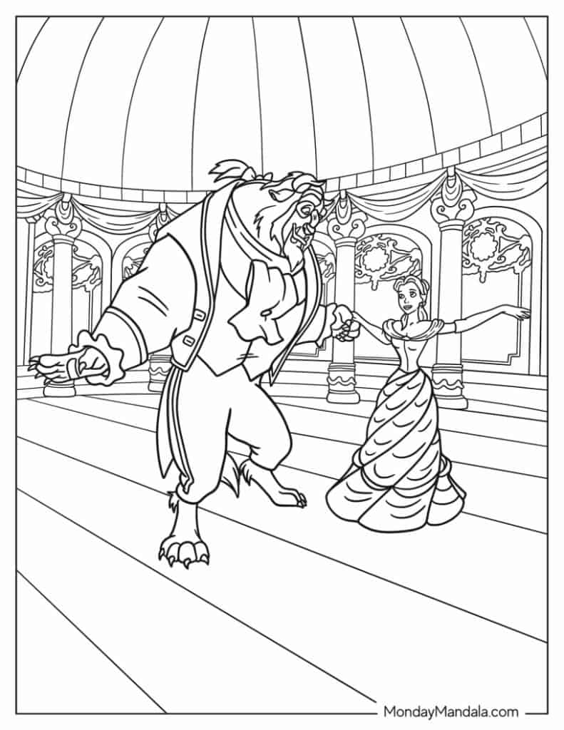 beauty beast coloring pages
