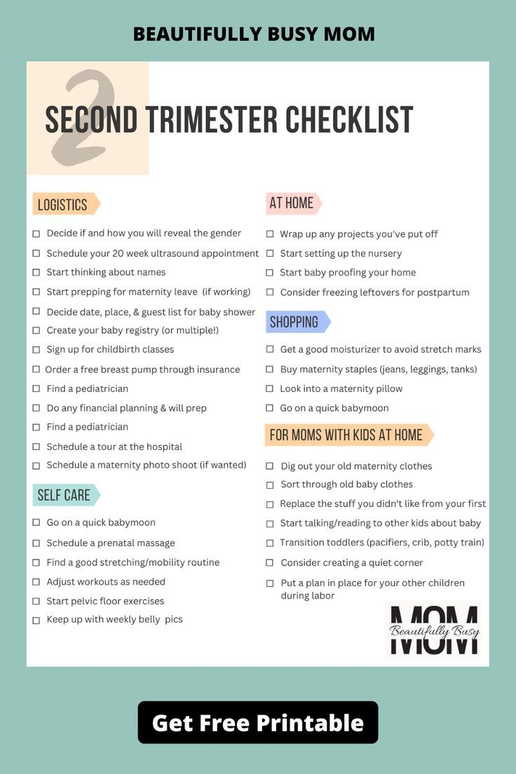 2nd Trimester Checklist For Pregnant Mamas