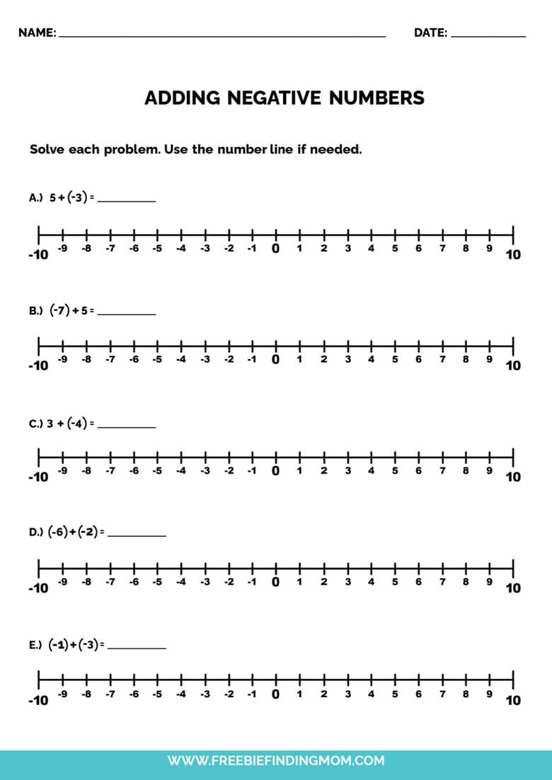 3 Free Negative Number Line PDFs Worksheets Freebie Finding Mom 3 Free Negative Number Line PDFs Worksheets Freebie Finding Mom
