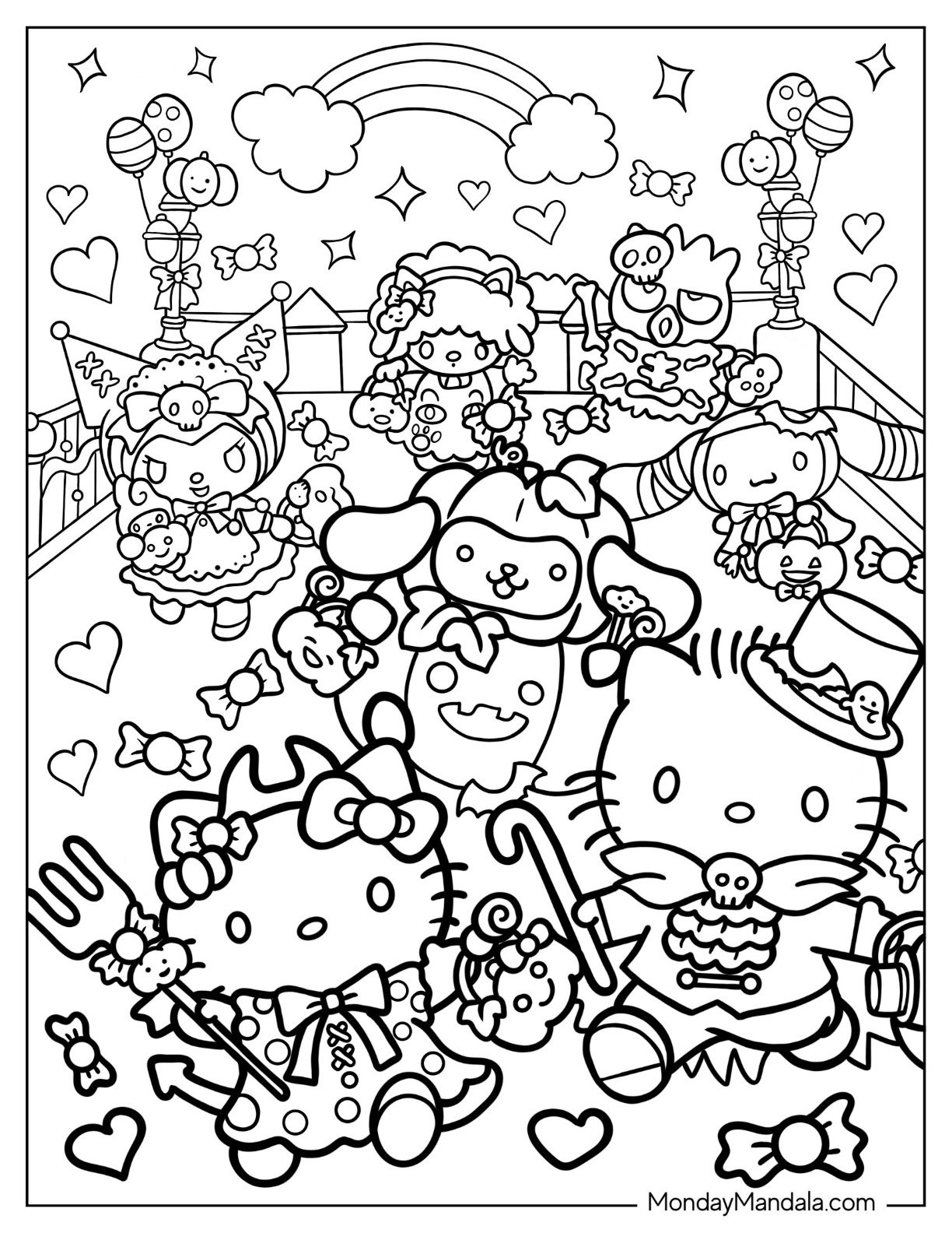 hello kitty halloween coloring page