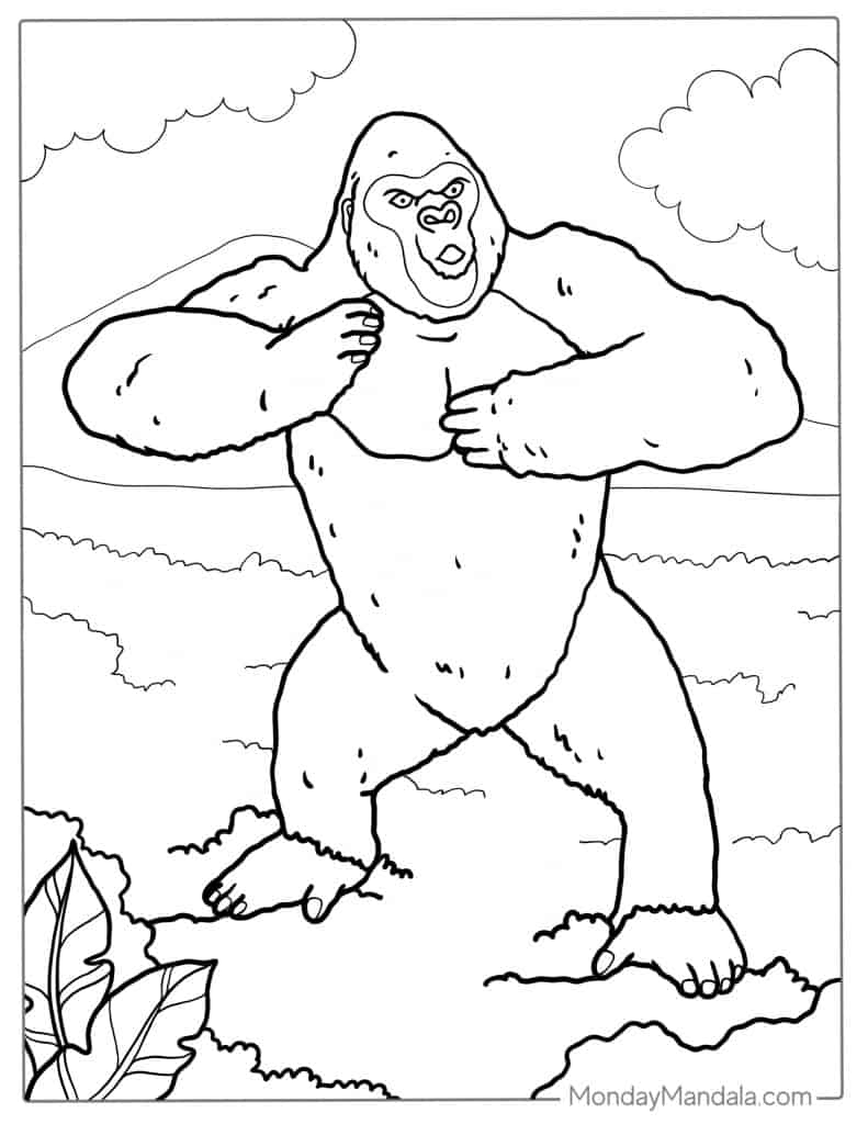 32 Gorilla Coloring Pages Free PDF Printables 