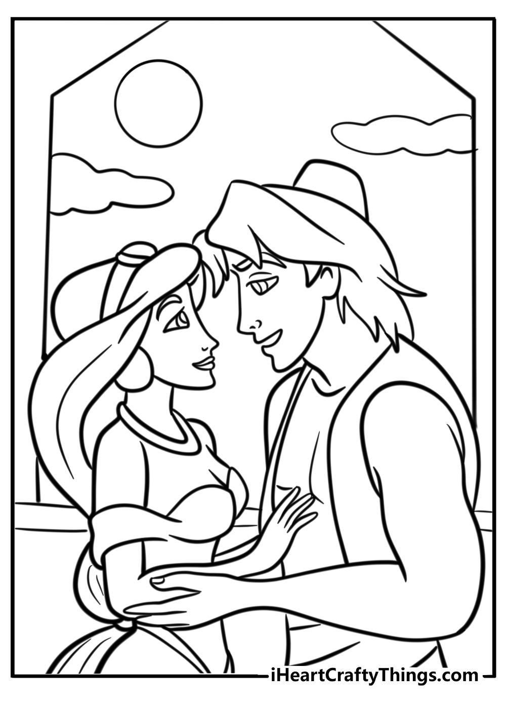 princess jasmine and aladdin coloring pages