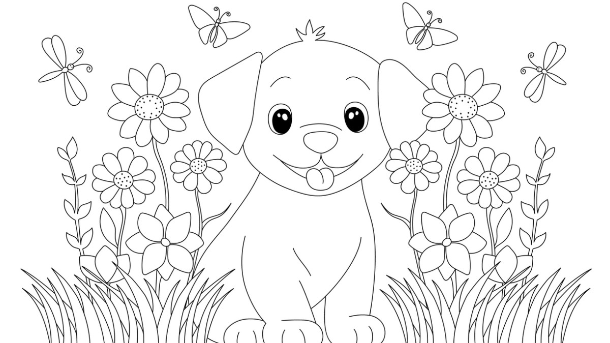 coloring page puppy