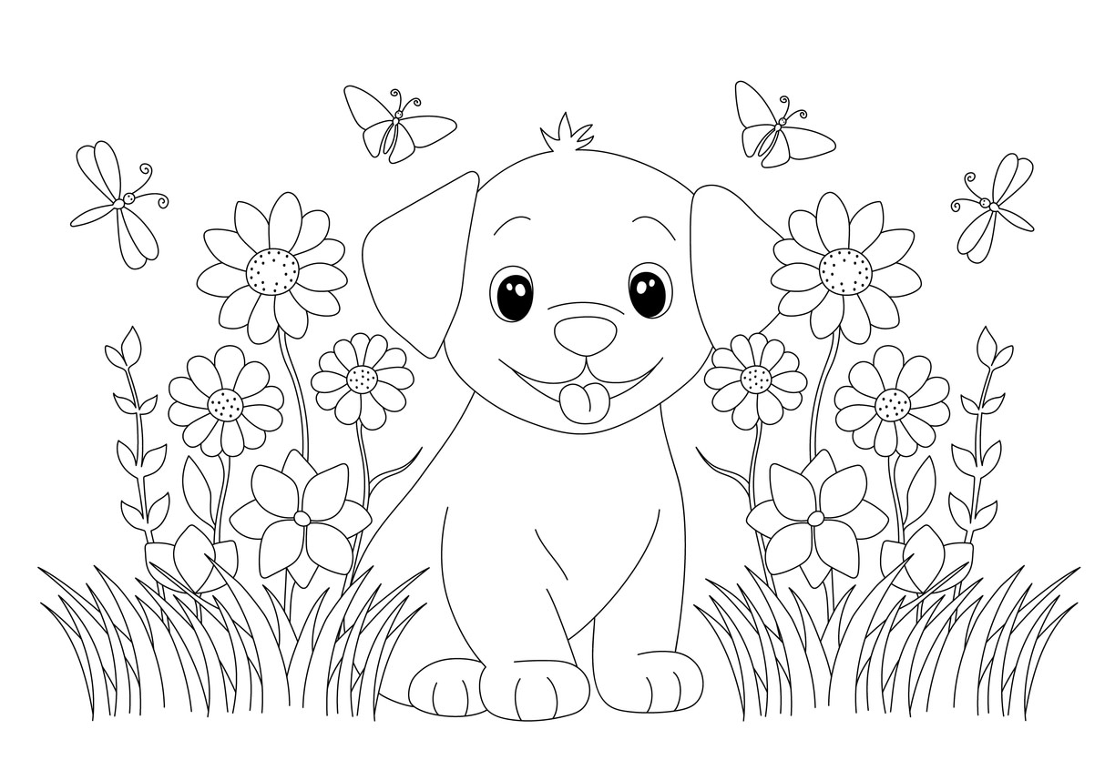 cute puppy coloring page