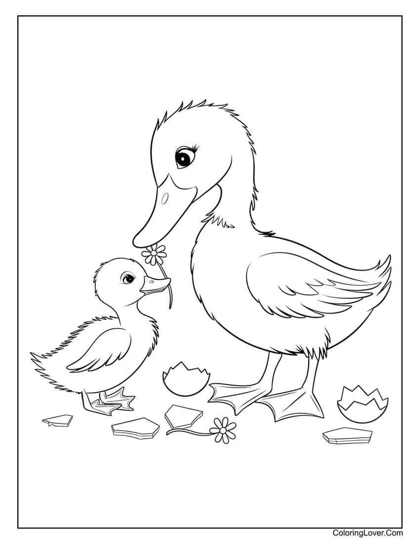 coloring page of a duck