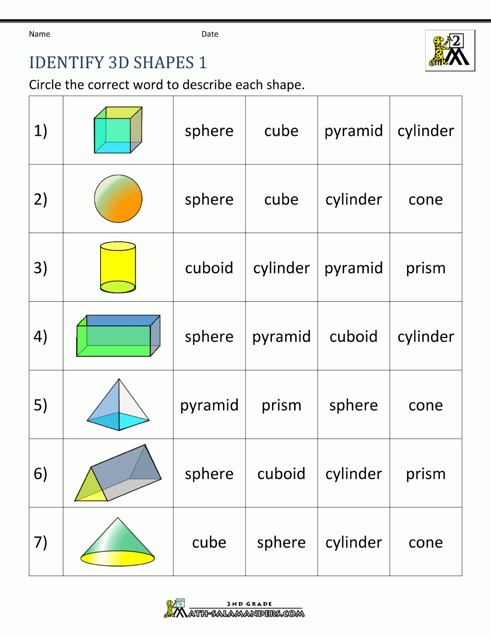 3d Shapes Worksheets 2nd Grade 3d Shapes Worksheets 2nd Grade