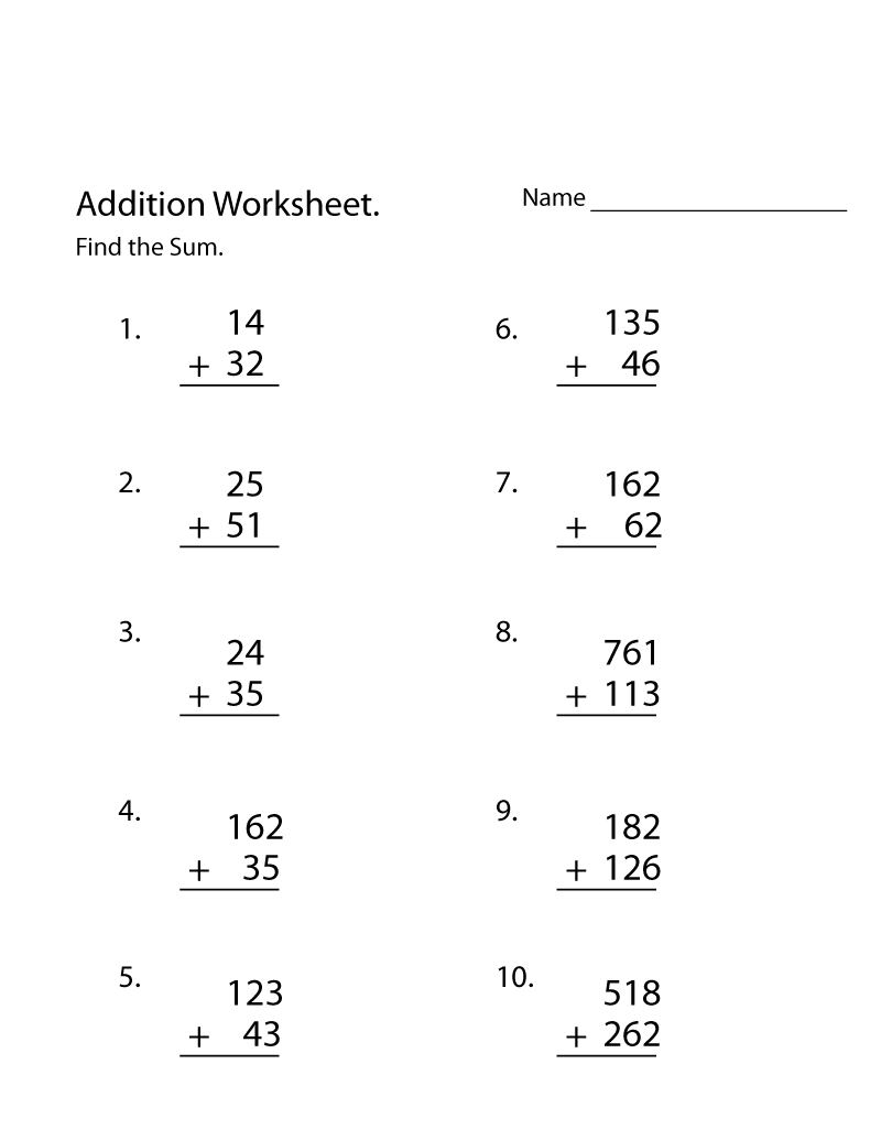 3rd grade addition worksheets
