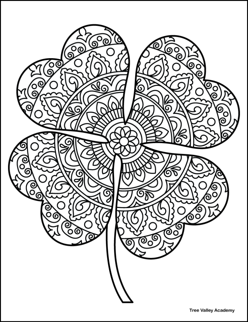 4 Leaf Clover Coloring Pages Tree Valley Academy