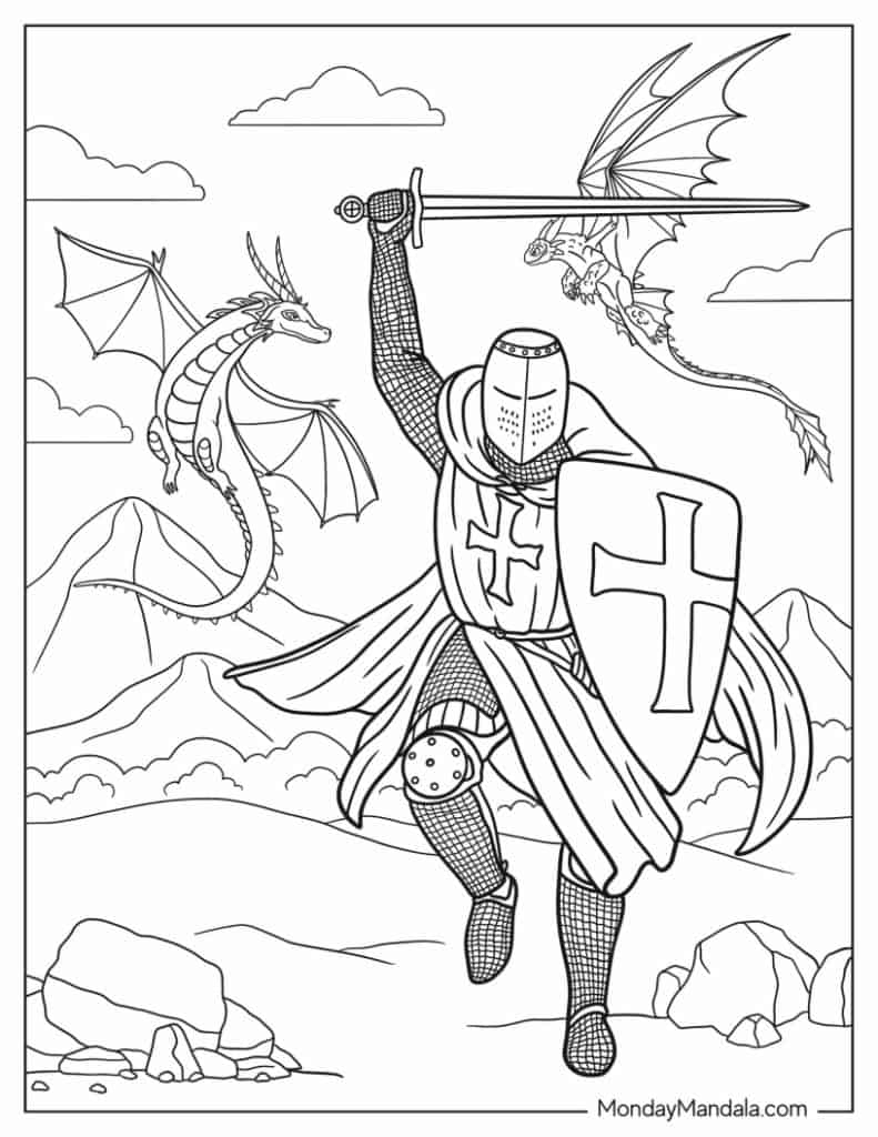knight coloring page