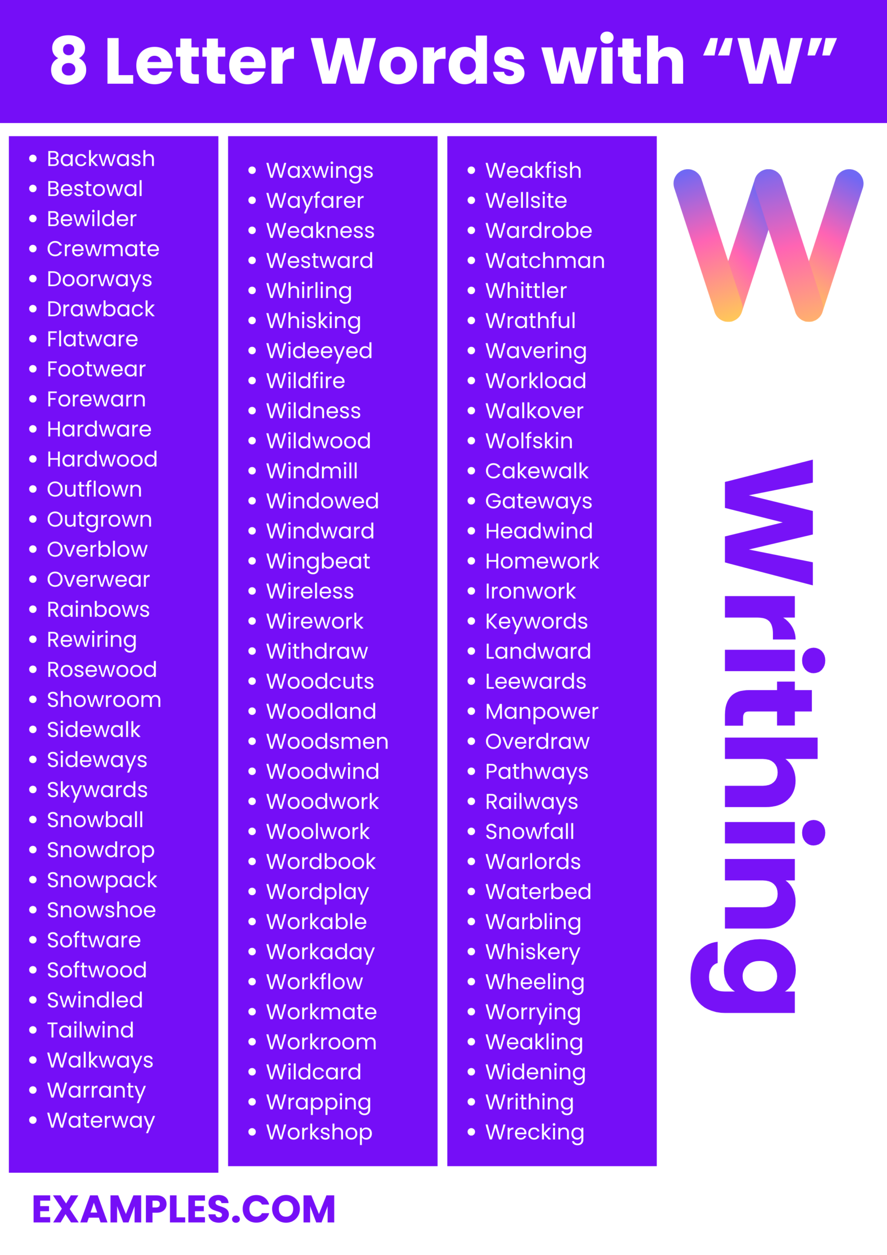 450 8 Letter Words With W List Meaning PDF